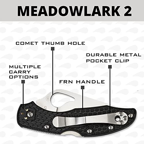 Image of Spyderco Byrd Meadowlark 2 Lightweight Knife with 2.90 inch Stainless Steel Blade and Black Non-Slip FRN Handle - CombinationEdge - BY04PSBK2