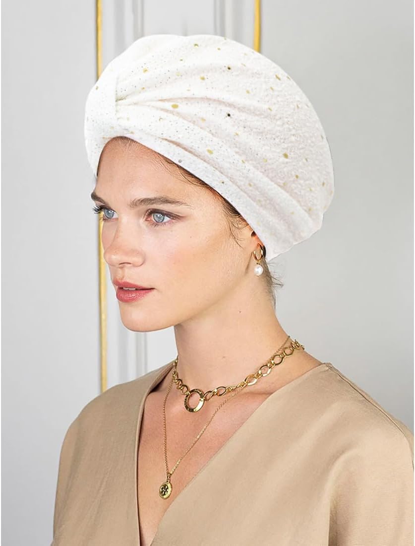 Sequin Turban Hat for Women - Glitter Pre-Tied Headwrap, Stretchy Chemo Head Cover, Elegant Hijab for Hair Loss