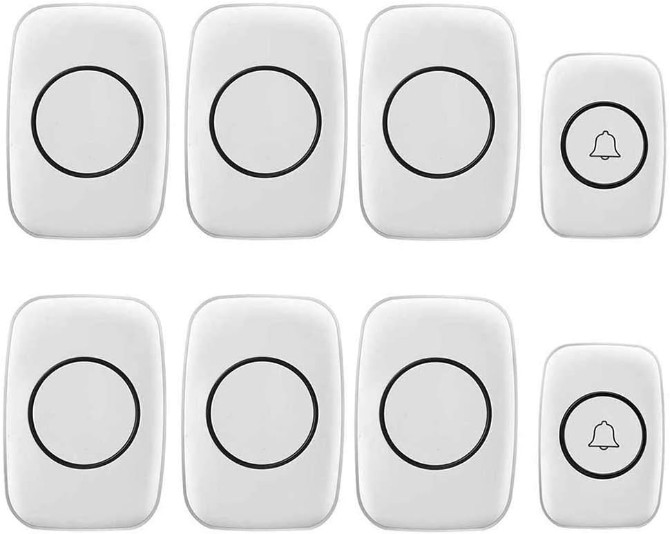 Waterproof Wireless Doorbell, 2 Transmitters 6 Receivers Doorbell Plug in Wireless 300M Ultra Long Range/36 First Musical Melody/4-Files Volume,White