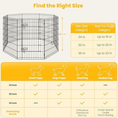 Image of Yaheetech 34 inch H 8-Panel Foldable Metal Dog Playpen Indoor Outdoor w /Door