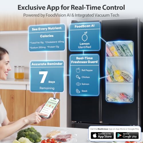 Image of Automatic Food Vacuum Sealer Machine, Beelicious 8-In-1 Food Vacuum Saver with Starter Kits, Pulse Function, Moist & Dry Mode and External VAC for Jars and Containers, Stainless Steel