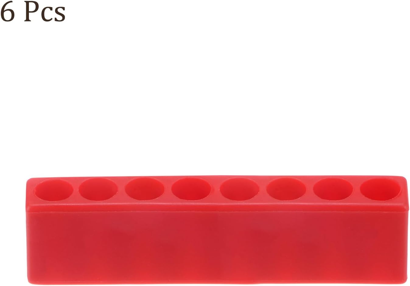HARFINGTON 6pcs Plastic Hex Shank Screwdriver Bit Holder Organizer 8 Holes 1/4 Inch Plastic Drill Bits Storage Case for Any 1/4" Hex Shank Metal Driver Bits Use, Red