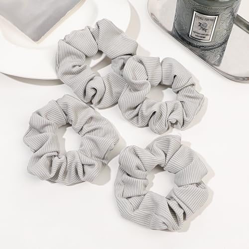 Image of Hair Scrunchies for Women - Hair Ties No Damage Both for Thick Hair or Thin Hair Curl Hair No Crease Gray Scrunchies Ponytail Holder No Hurt Your Hair