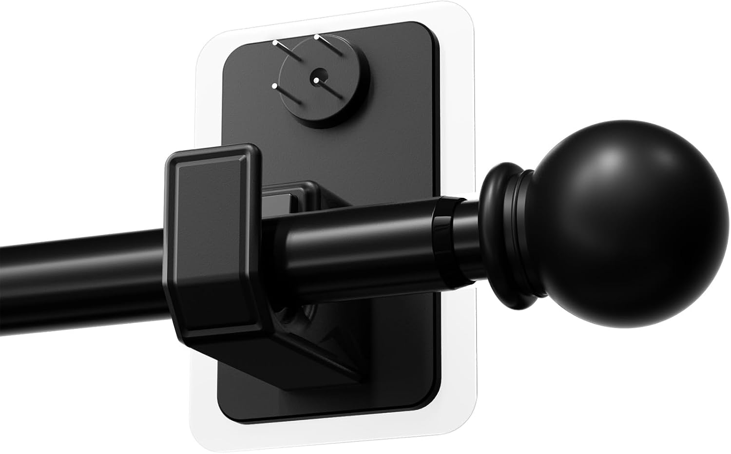 No-Drill Curtain Rod with Adhesive & Pin-Nail Mount System - Renter Friendly & Minimal Wall Damage, 5/8" Diameter Black Adjustable Rod for Windows 28 to 48 Inch