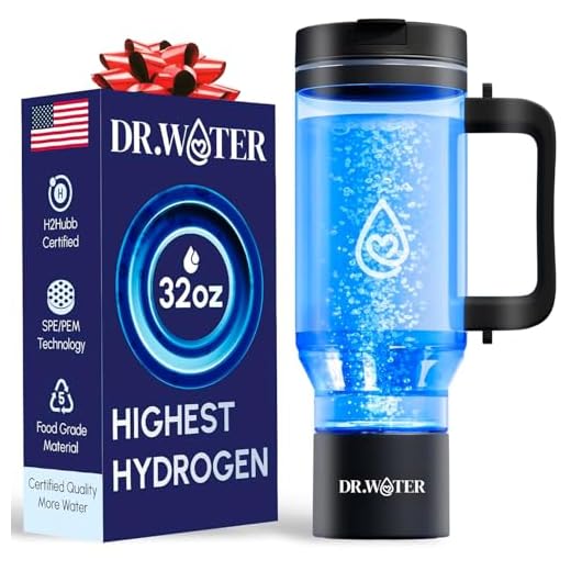 Hydrogen Water Bottle 32 Oz – Portable BPA Free Generator Tumbler with SPE/PEM Technology | Large Hydrogen Flask for Daily Hydration & Energy | H2 Infused Drinking Bottle Black by Dr Water