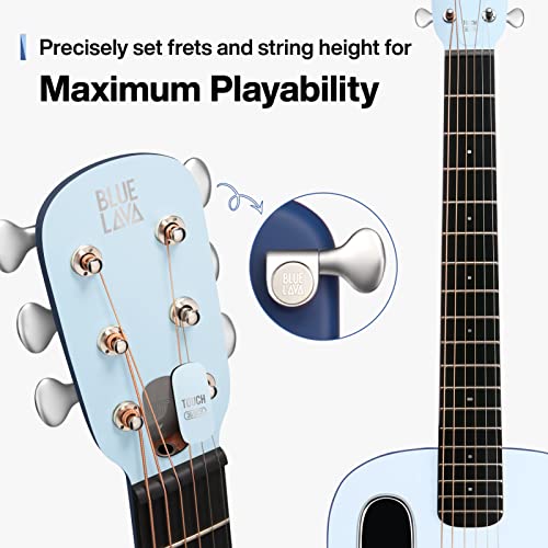 Blue Lava Touch Smart Guitar With Freeboost 2.0, Beginner Acoustic Practice Guitars For Adults & Teens 36'' Ocean Blue #TOP2