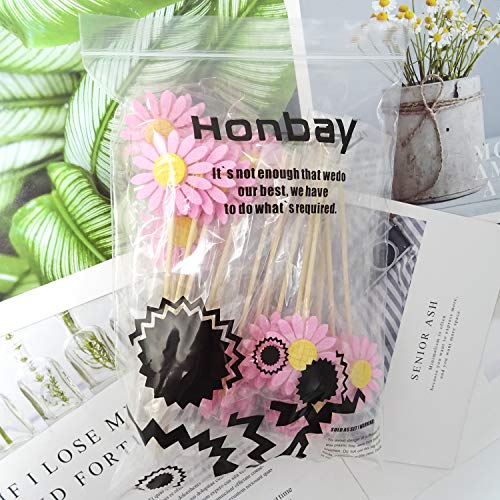 Honbay 24Pcs Cute Sunflower Cupcake Toppers Fruit Picks Cake Decorations #TOP7