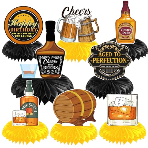 Décoration whisky nid d'abeille pour anniversaire d'un homme mûr amateur de spiritueux