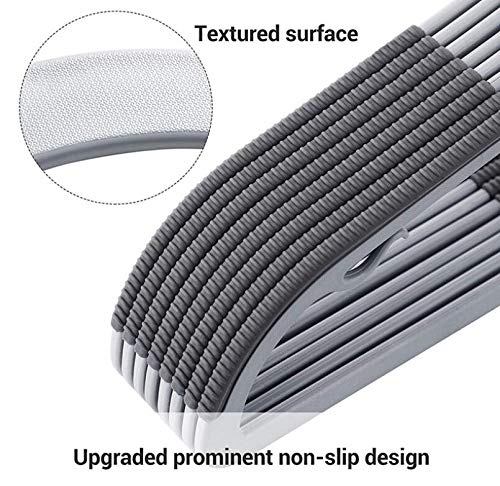 Kang Yuan Plastic Hangers 50 Pack Dry Wet Clothes Hangers Space Saving Coat Hanger, Upgraded Rubber Stripe Non-Slip Pants Hangers, 360° Swivel Hook Clothes Hangers, 16.5 Inches, Gray #TOP2