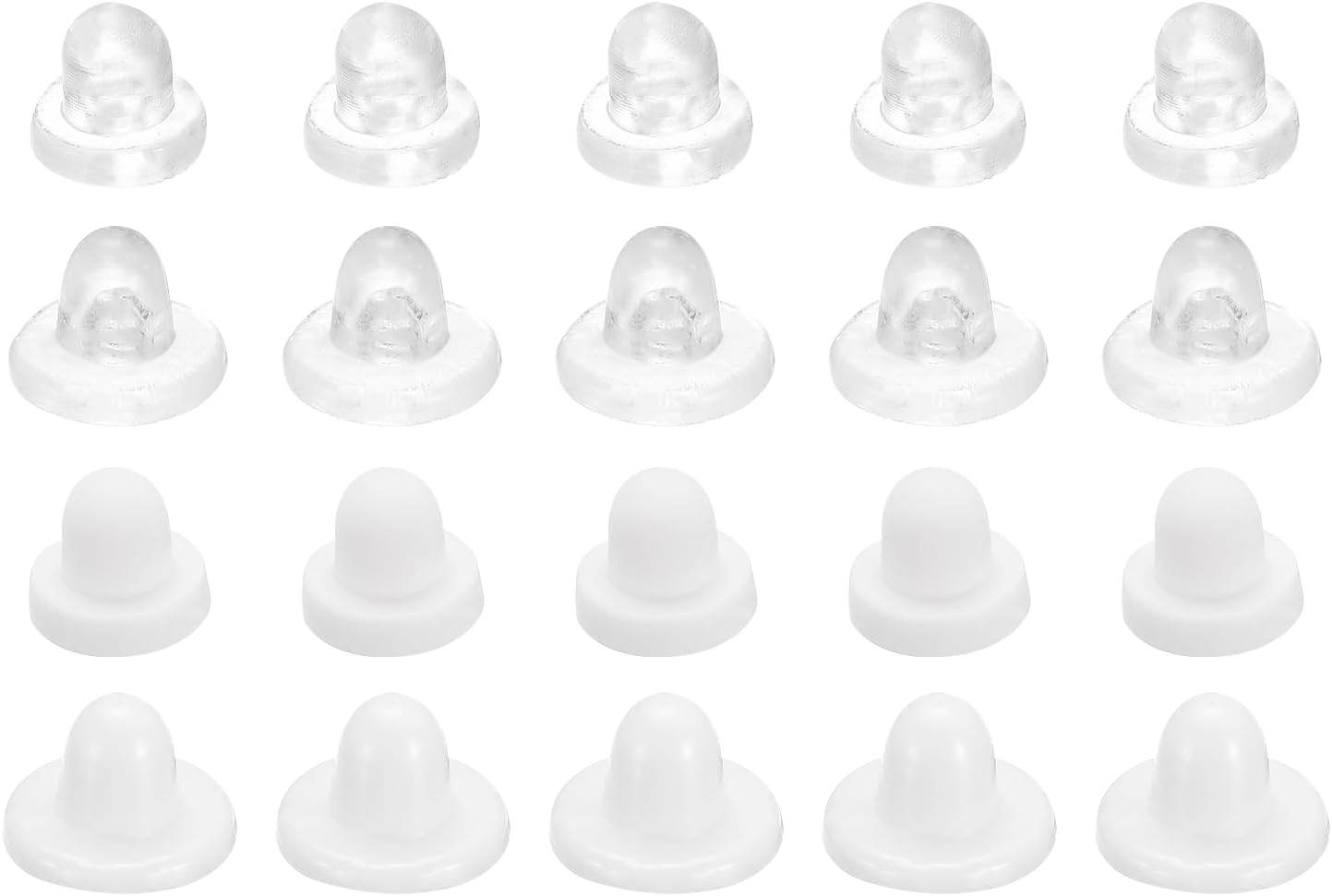sourcing map Earring Pads, 40pcs 2 Sizes - Silicone Clip-on Soft Comfort Earrings Backs Cushions Replacements Jewelry Findings (Clear+White)