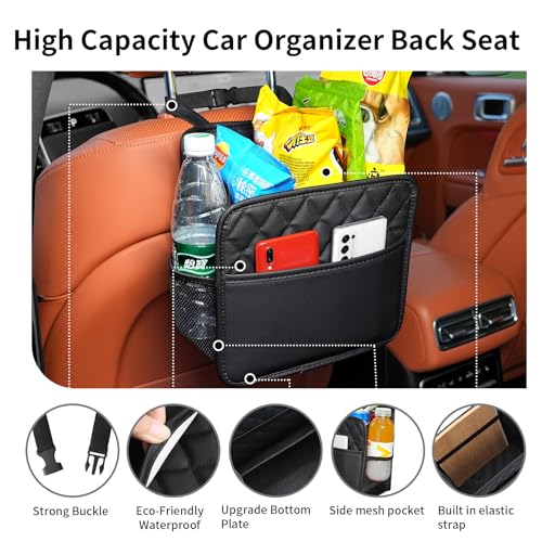 Image of FrgKbTm 2Pack Car Seat Back Organizer, Waterproof Car Backseat Organizer with Cup Holders Large Capacity Hanging Car Storage Bag for Phones Documents Cups Bottle Travel Compatible with Most Vehicles