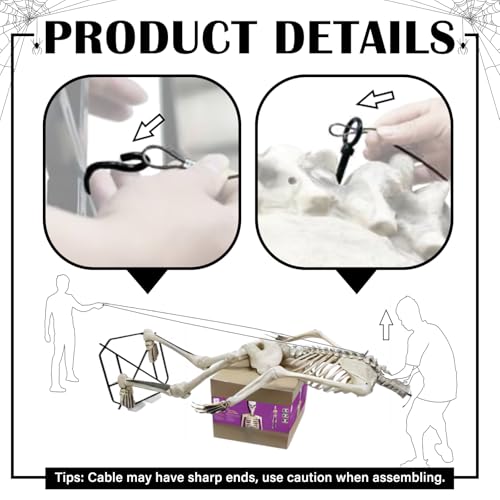 MorningRo 12 ft Skeleton Replacement Accessories - Replacement Coated Guy Wire Cable, Upgrade Stainless Steel Wire Repair Parts for 12ft Giant-Sized Skeleton Part U