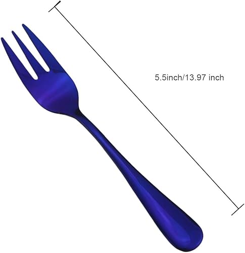 Miniatura 8 de Gugrida - Juego de tenedores para tartas (6 piezas, acero inoxidable, 5.5in, tamaño pequeño, tenedores para tarta de fruta, juego de vajilla (espejo