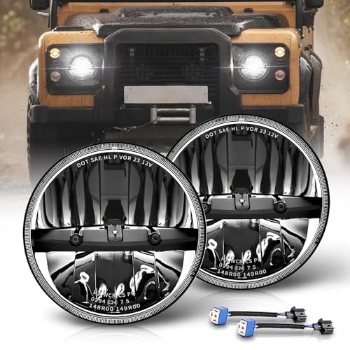 CO LIGHT 2PCS 7 Zoll LED Scheinwerfer, 12/24v 7'' Rund LED Frontscheinwerfer 120W 24000LM IP68 E9 Scheinwerfer für Wrangler JK LJ TJ CJ HUMER