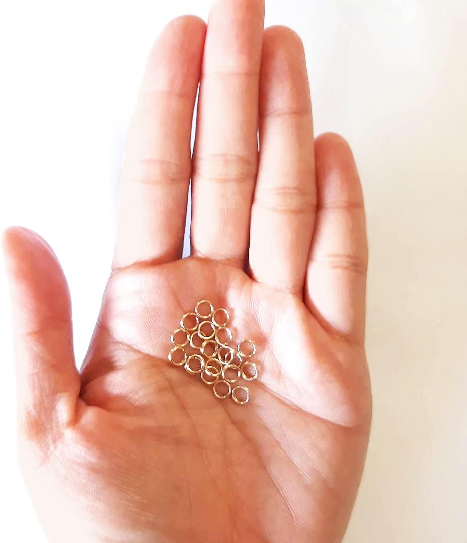 20pcs 14/20 Yellow Gold Filled Round Split Ring 4.7MM OD, 3.4MM ID Lightweight Jump Ring Connector for Charms and Jewelry Finding by CRAFT WIRE