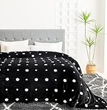 COOVA Oversized King Fleece Blanket 120x120 inches, Soft Cozy Warm Giant Extra Large 10'x10' Blanket for Bed, Sofa, Couch,Travel, Camping, California Huge Flannel Big Throw Blanket, Black/White Dots