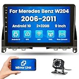 Hikity Android 10 Autoradio für Mercedes Benz W204 2006 2007 2008 2009 2010 2011, 2G+32G, 9 Zoll Touchscreen Autoradio Bluetooth mit Navi Bluetooth MirrorLink RDS FM WiFi Rückfahrkamera
