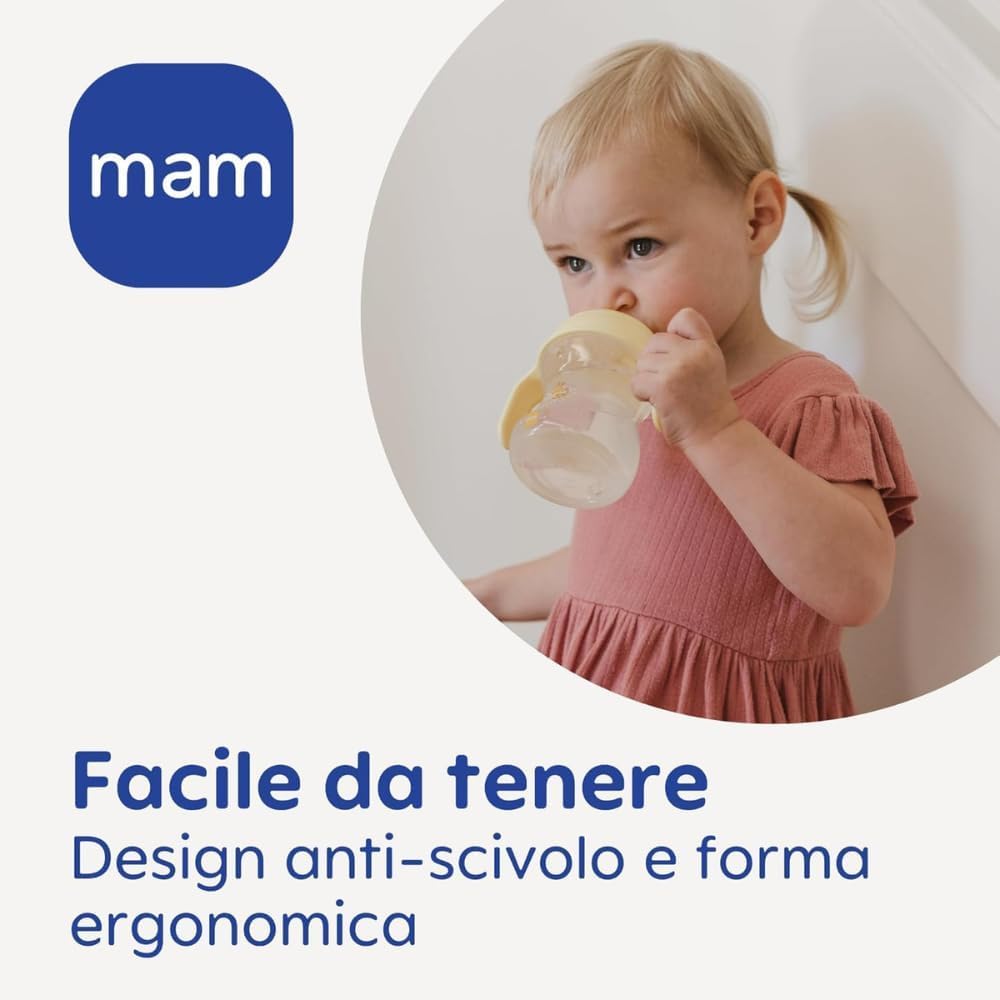 MAM Trainer 220 ml Biberon neonato 4+ mesi tettarella antigoccia Silicone Rosa