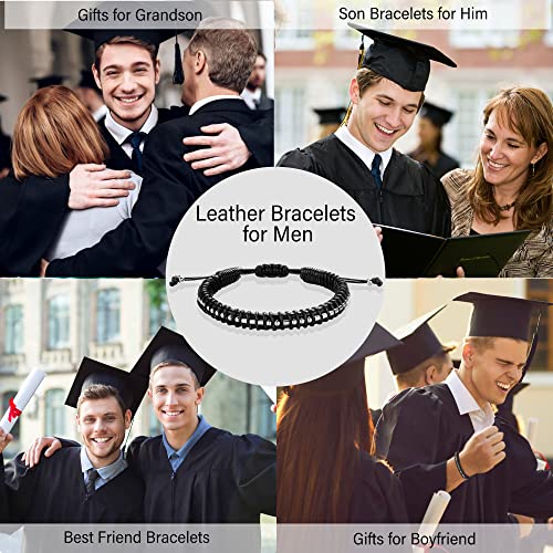 Graduation Gifts For Him 2023 Morse Code Bracelets For Men Leather Bracelets For Boyfriend Son Classmate Congratulate High School College Graduation Grad Birthday Jewelry #TOP5