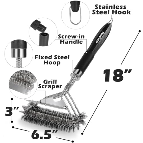 Ekongloong 2 in 1 Grill Cleaner Brush with Bristle-Free Scraper | Ergonomic Handle with Removable Cleaning Brush | Cleaning Accessories for Outdoor Grill/BBQ/Blackstone Griddle(Gift Box Packaging) - Image 5