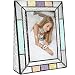 J Devlin Pic 372 Photo Series Multi Colored Stained Glass Picture Frame with Clear Vintage Pale Aqua Peach and Green Available in Multiple Sizes (4x6 Vertical)