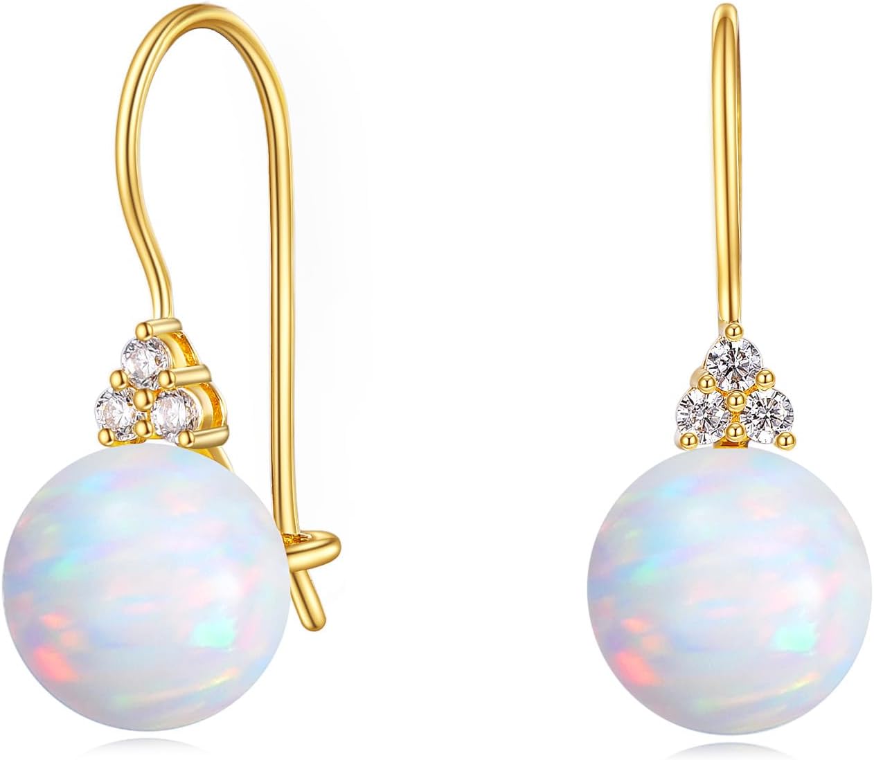 KECHO 14K Gold Ball Earrings Real Solid Gold Dangle Drop Pearl Earrings Yellow Gold Jewelry Gifts for Women