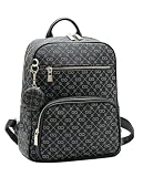 Chenson Mochila Feminina Monograma Elegance Preta Média para Notebook Trabalho e Dia a Dia