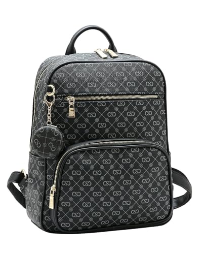 Chenson Mochila Feminina Monograma Elegance Preta Média para Notebook