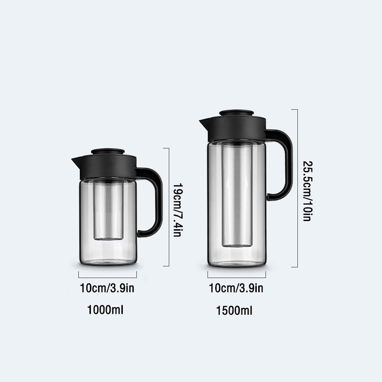 LOWLIU Caraffe di tè Freddo Bollitore in Vetro for la casa con Copertura della Polvere e Manico Lanciatore Resistente alla Temperatura for Succo, Bevanda, caffè ghiacciato, tè. brocche