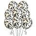 Star Party 12 inches Confetti Balloon 15 Pack,Clear Balloon With Gold Black & White Confetti for Wedding Decorations Party Decorations And Proposal Birthday Graduation