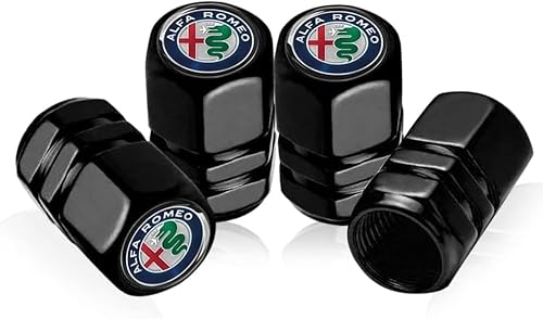 kykj 4 Piezas Tapas Válvulas para Alfa Romeo Giulietta 2010-2021, Anti Polvo Tapones Rueda Coche, Impermeabile Anti ​Corrosión Vástago Cubierta