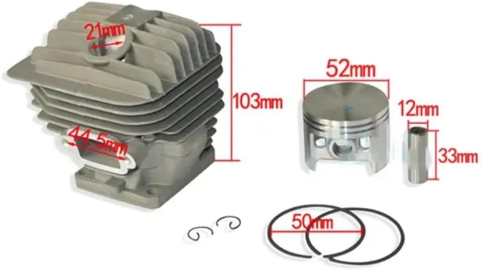 52mm Cylinder Piston Ring Pin Gasket Bearing Kit Compatible with STI. MS460 MS 046 Chainsaw Part Replace 1128 020 1221 Garden Spare Parts
