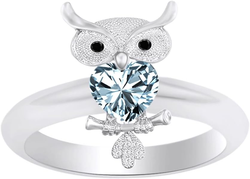 Jewel Zone US Multistone Owl Engagement Ring in 14k Gold Over Sterling Silver