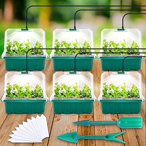 best seed starter kit with grow light – which one truly stands out? 8 Yskea Seed Starter Tray with Light, 6PCS Seed Starter Kit with Grow Light, Seedling Starter Trays with Humidity Domes, Covers Height 3.9", Indoor Gardening Plant Germination Trays (12 Cells per Tray)