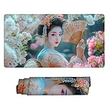 マウスパッド 大型 100 x 50 cm ゲーミングマウスパッド 防水 デスクマット 滑り止めゴム底 おしゃれ キーボードパッド 快適操作性 ゴム底 洗える 耐洗い表面 耐久性 超高密度繊維 仕事 ゲーム オフィス ホーム用 男性用デスクトップアクセサリー （花卉芸者) g-449