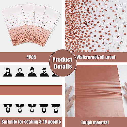 OHOME 8 Pack Disposable Plastic Table Cloths for Parties,White and Rose Gold Dot Rectangle Table Covers for Wedding Birthday Baby Shower First Communion Decorations 54" x 108" by OHOME - Image 3