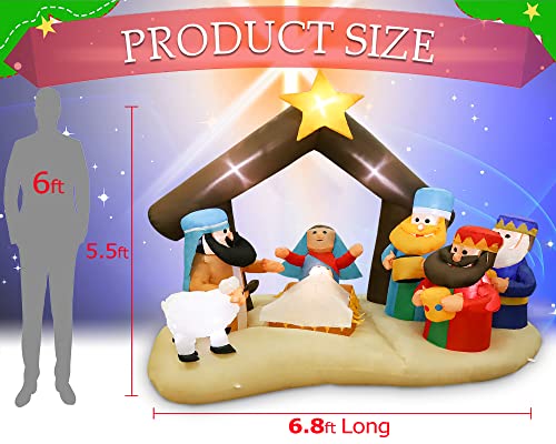 Inflatables Nativity Scene Outdoor Decorations 6.8Ft, Christmas Blow Up Yard Decorations Nativity Sets With 10 Leds,Larger Inflatable Baby Jesus In Manger Outdoor For Garden Lawn Patio Decorations #TOP4