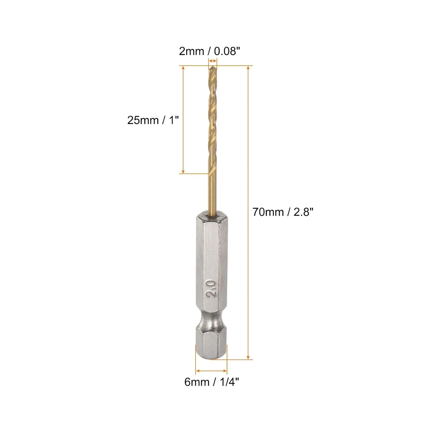 8.2mm 2pcs Titanium Drill Bits 1/4" Hex Shank M35 High Speed S