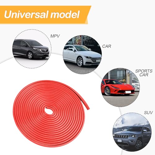 Image of Osilly Car Door Edge Guards, U Shape Rubber Seal Car Edge Trim Protection, Weather Proof Aluminum Automotive Door Molding, 16Ft (Red)