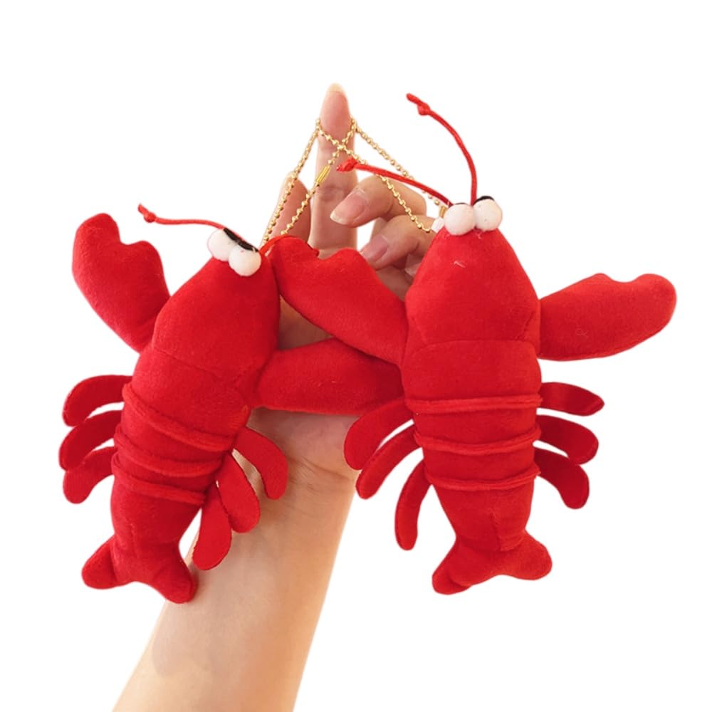 TONGMAN 2Pcs Crab and Lobster Plush Keychain, Soft Fluffy Toy Key Ring for Bags, Backpacks, Cars, Cute Marine Animal Decor Gift (Lobster) โ image 1