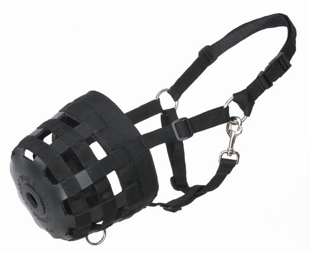 Horse Supply Grazing Muzzle Lined Heavy Duty Neoprene Breathable Enhanced with Chin Neck Pads Extra Support and Safety 70301Pony