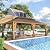 MELLCOM 14'x24' Gazebo, Wooden Finish Coated Aluminum Frame Pergola with Double Galvanized Steel Hardtop Roof, Outdoor Permanent Metal Pavilion with Curtains and Nettings for Patio, Backyard and Deck