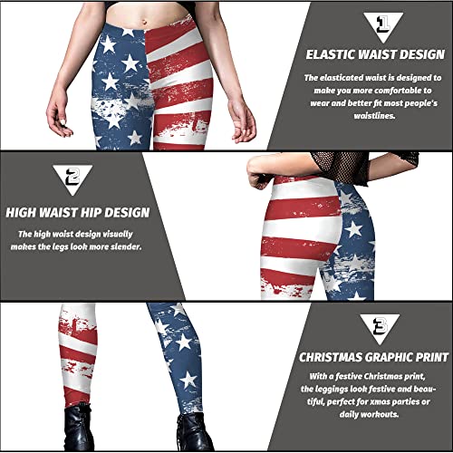Rcimuue American Usa Flag Leggings For Women Stripes Patriotic Yoga High Waisted Soft 4Th Of July Stretchy Pants Blue/Red #TOP3