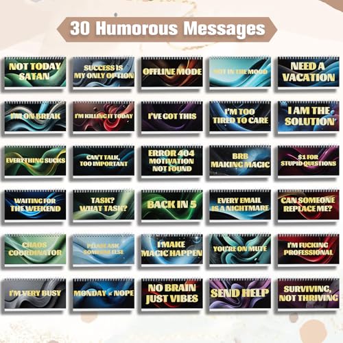 Createreedo Funny Desk Signs Decor,30 Daily Mood Work Desk Flip Signs, Novelty Flip Over Messages Office Desktop Accessories for Office, Cool Gifts For Colleague Coworkers
