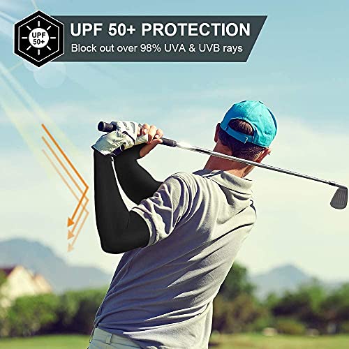 Image of MIZUNA Sun Protection Arm Sleeves Hand gloves For Men & Women,Thumb Holes UPF 50 Arm Cover for Biking,Cricket,Cycling, Golf, Outdoor Sports