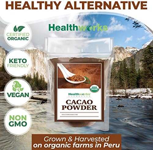 Healthworks Cacao Powder (64 Ounces / 4 Pounds) (4 x 1 Pound Bags) | Cocoa Chocolate Substitute | Certified Organic | Sugar-Free, Keto, Vegan & Non-GMO | Peruvian Bean/Nut Origin