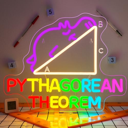 Image of Math Formula Neon Sign Pythagorean Theorem Light for Classroom Decoration