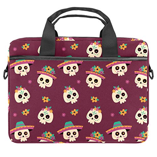 Bolso de hombro para portátil de 13 a 14 pulgadas con estampado de calavera retro resistente