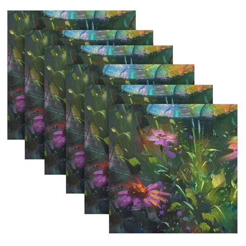 Servilletas de tela con diseño elegante de libélula set x6 miniatura 2