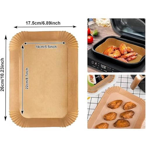 Papel para freidora de aire antiadherente, impermeable y rectangular con 300 piezas 8
